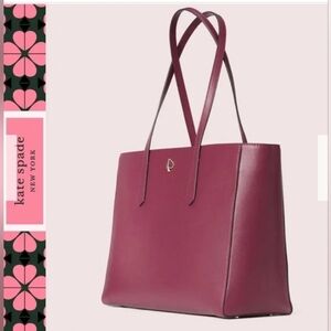 Kate Spade Molly Large Work Leather Tote Handbag Sangria Burgandy
